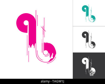 Alfabeto a, b, q logotipo concetto legato nel vettore illustrazione. Moderna lettera astratta Logo Design Elementi in colore rosa con sfondo bianco. Foto Stock