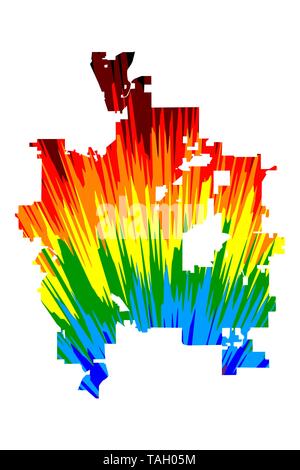 Colorado Springs (Stati Uniti d'America, USA, Stati Uniti, noi, Stati Uniti città, stati uniti d'America city)- mappa è progettato rainbow abstract pattern colorati, città di Illustrazione Vettoriale