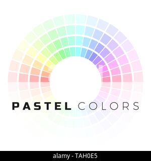 Insieme discreto di sfumature pastello. Cerchio di colore tavolozza. Color pastello di spettro. Illustrazione di vettore isolato su sfondo bianco Illustrazione Vettoriale