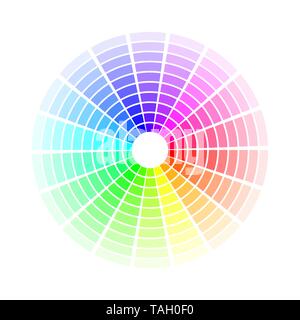 Cerchio dei colori. Luminose colorate sfumature arcobaleno. Illustrazione di vettore isolato su sfondo bianco Illustrazione Vettoriale