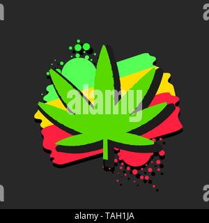 La Cannabis Medica Logo con foglia di marijuana stile acquerello vettore Illustrazione Vettoriale