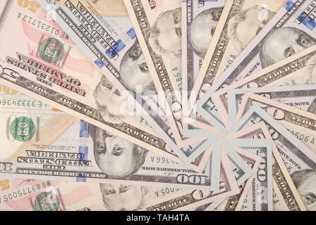 Mandala caleidoscopio dal denaro. Abstract denaro sfondo pattern raster ripetere mandala cerchio. Foto Stock