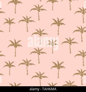 Palme d'oro rosa in stile retrò seamless pattern design. Illustrazione Vettoriale