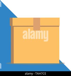 Close up vista frontale aperta di cartone marrone scatola stagna coperchio. Sfondo bianco Illustrazione Vettoriale
