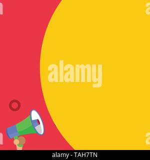 Mezza parte vuoto enorme palloncino testo vuoto con piccole megafono. Annuncio Illustrazione Vettoriale