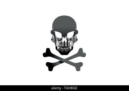 Creative nero le ossa dello scheletro cranio Logo Design Illustrazione Vettoriale Illustrazione Vettoriale