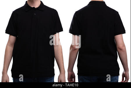 Vista anteriore e posteriore di un uomo in nero per T-shirt Foto Stock