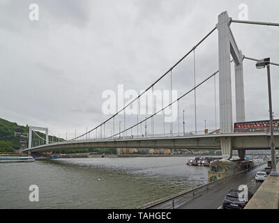 Budapest il Ponte Elisabetta che attraversa il Danubio e collega Buda a Pest guardando verso il lato di Buda Ungheria Foto Stock