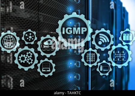 IGMP. Internet Group Management Protocol concetto. La tecnologia delle comunicazioni. Foto Stock