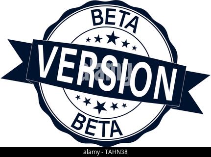 Versione beta rotondo nero grunge timbro sul web Illustrazione Vettoriale