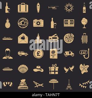 Luna di Miele set di icone, stile semplice Illustrazione Vettoriale
