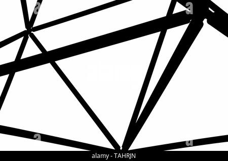 Dettaglio dell'incredibile struttura in acciaio del tetraedro di Bottrop, Germania catturato sulla fotografia in bianco e nero. Il modello di base è formata da triangoli. Foto Stock