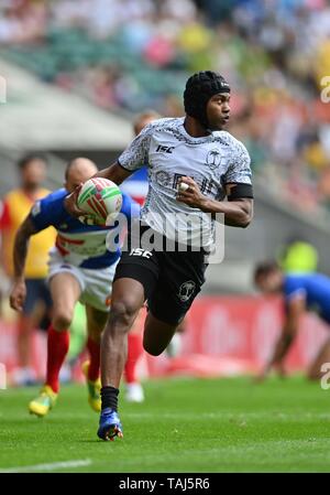 Twickenham. Londra. Regno Unito. 25 maggio 2019. HSBC world Rugby Sevens serie. Alasio Naduva (Figi). 25/05/2019. Credito: Sport In immagini/Alamy Live News Foto Stock