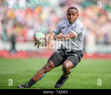 Londra, Regno Unito. 25th, maggio 2019. Waisea Nacuqu di Figi 7S in azione durante la HSBC World Rugby Sevens Londra serie match tra Team Figi 7S e il Team Samoa 7S a Twickenham Stadium, sabato 25 maggio 2019. Londra Inghilterra . (Solo uso editoriale, è richiesta una licenza per uso commerciale. Nessun uso in scommesse, giochi o un singolo giocatore/club/league pubblicazioni.) Credito: Taka G Wu/Alamy Live News Foto Stock