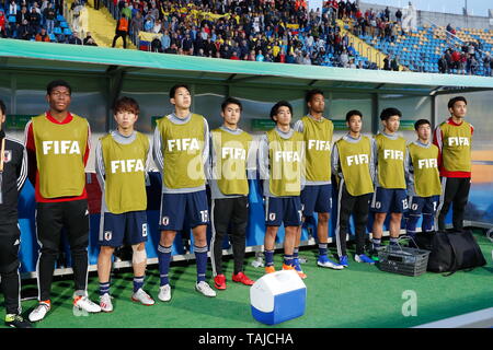 (L-R) Sion Suzuki, Kanya Fujimoto, Taichi Hara, Keito Nakamura, Giu Nishikawa, Kenedeiebusu Mikuni, Hinata Kida, Taisei Miyashiro, Toichi Suzuki, Shu Mogi (JPN), 23 maggio 2019 - Calcio : Giappone team gruppo prima di FIFA U-20 Coppa del Mondo in Polonia 2019 Gruppo B match tra Giappone 1-1 Ecuador a Bydgoszcz Stadium di Bydgoszcz (Polonia). (Foto di Mutsu KAWAMORI/AFLO) Foto Stock