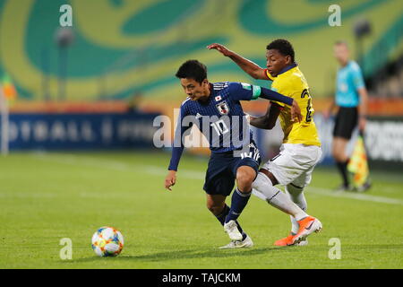 (L-R) Mitsuki Saito (JPN), Gonzalo Plata (ECU), 23 maggio 2019 - Calcio : FIFA U-20 Coppa del Mondo in Polonia 2019 Gruppo B match tra Giappone 1-1 Ecuador a Bydgoszcz Stadium di Bydgoszcz (Polonia). (Foto di Mutsu KAWAMORI/AFLO) Foto Stock