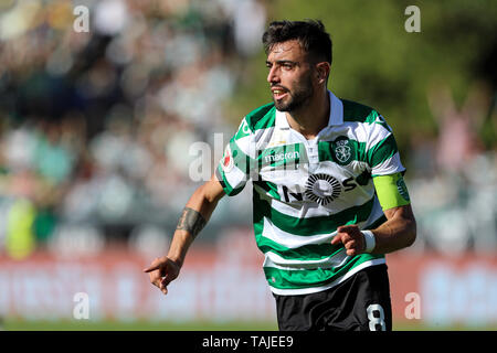 Bruno Fernandes di Sporting CP celebra con i tuoi compagni di squadra durante la Coppa del Portogallo 2018/2019 targhetta, Final - partita di calcio tra Sporting CP vs FC Porto. (Punteggio finale: Sporting CP 2(5) - 2(4) FC Porto Foto Stock