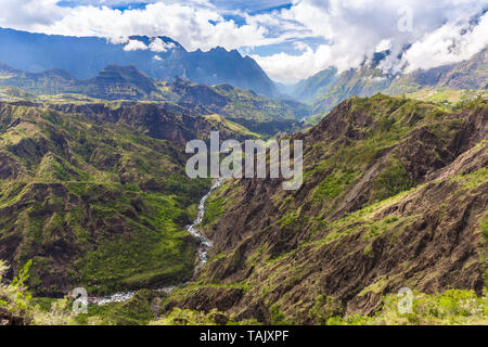 Vista del Cirque de Cilaos sull isola La Reunion Foto Stock