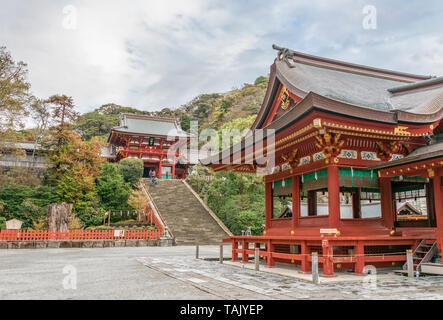 Santuario principale del Santuario di Tsurugaoka Hachimangu, Kamakura, Kanagawa, Giappone Foto Stock