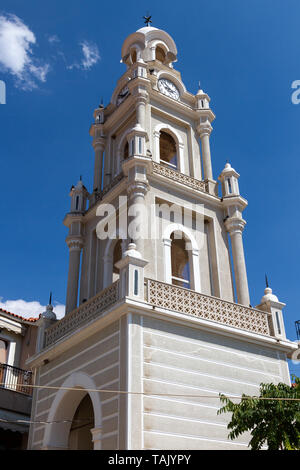 Il campanile di una chiesa ortodossa greca, nel villaggio Mesotopos, Lesbo (o lesbo) Island, Grecia. Foto Stock