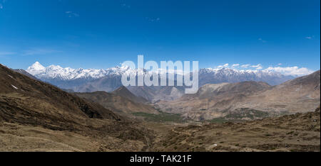 Himalaya, Dhaulagiri Himal visto da Muktinath, Nepal Foto Stock