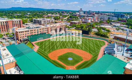 Greenville, South Carolina skyline del centro antenna. Foto Stock