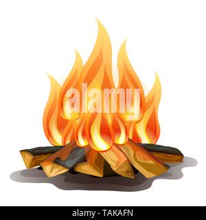 Campo di fuoco isolati su sfondo bianco. Vector cartoon close-up illustrazione. Illustrazione Vettoriale