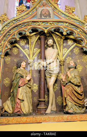 El Cristo de la colonna; xv secolo pala nella Capilla del Cristo de la colonna presso la Catedral Primada Santa María di Toledo, Spagna. Foto Stock