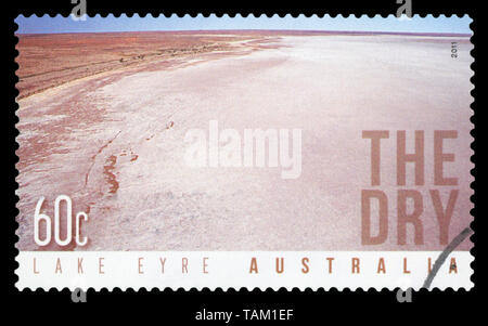 AUSTRALIA - circa 2011: un timbro stampato in Australia mostra Lago Eyre, circa 2011. Foto Stock