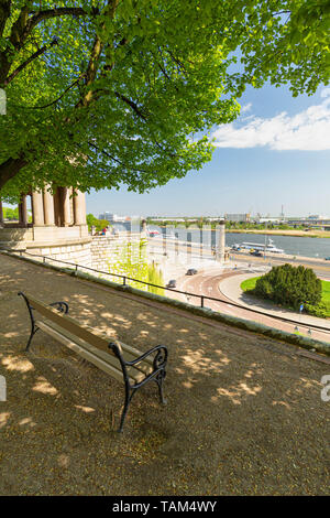 Szczecin. Vista panoramica su argini Chrobry e waterfront Foto Stock