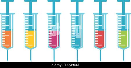 Set di siringa con liquidi colorati Illustrazione Vettoriale