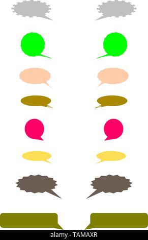 Set di vettore di diverse forme a fumetti per la grafica di siti web e applicazioni con opposte per mostrare diversi pareri Illustrazione Vettoriale