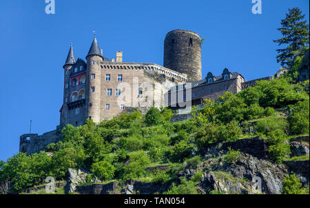 Katz (castello Burg Katz) presso San Goarshausen, sito patrimonio mondiale dell'Unesco, Valle del Reno superiore e centrale, Renania-Palatinato, Germania Foto Stock