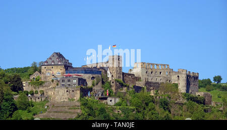 Rheinfels Castello a Sankt Goar, sito patrimonio mondiale dell'Unesco, Valle del Reno superiore e centrale, Renania-Palatinato, Germania Foto Stock