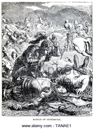 La morte di Giacomo Douglas nella battaglia di Otterburn in agosto 1388 durante gli scontri di confine tra la Scozia e in inglese Foto Stock