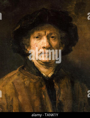 Rembrandt van Rijn, grande Autoritratto (dettaglio), pittura, 1652 Foto Stock