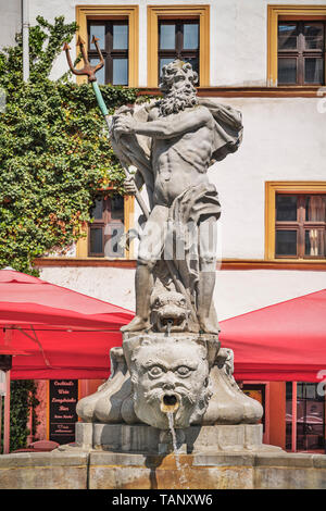 La fontana del Nettuno fu costruita nel 1756 da lo scalpellino Johann Georg Mattausch, Goerlitz, in Sassonia, Germania, Europa Foto Stock