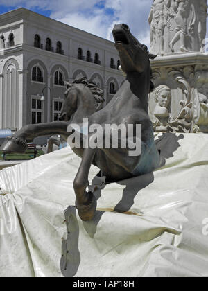 Sculture di cavalli a Skopje,N Macedonia Foto Stock