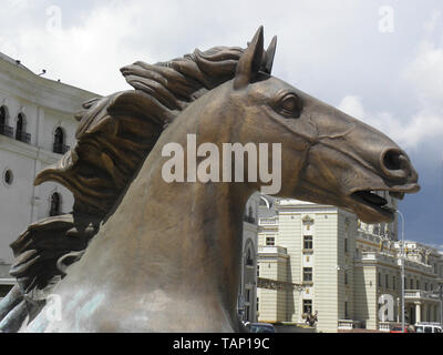 Sculture di cavalli a Skopje,N Macedonia Foto Stock