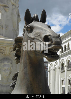 Sculture di cavalli a Skopje,N Macedonia Foto Stock