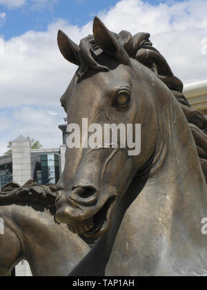 Sculture di cavalli a Skopje,N Macedonia Foto Stock