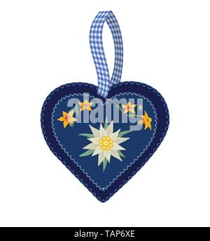 Edelweisse alpina nel cuore icona vettore Illustrazione Vettoriale