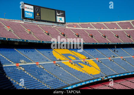 Barcellona, Spagna - 12 gennaio 2018: interno dello stadio sorge e di spazi interni Camp Nou di Barcellona in Spagna Foto Stock