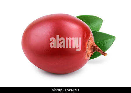 Tamarillo freschi frutti con foglie isolati su sfondo bianco Foto Stock