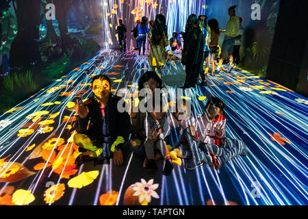Los Angeles, Stati Uniti d'America. 26 Maggio, 2019. Visitatori tour del museo di spazio da sogno, un Digital Art Museum di Los Angeles, Stati Uniti, 26 maggio 2019. Credito: Qian Weizhong/Xinhua/Alamy Live News Foto Stock
