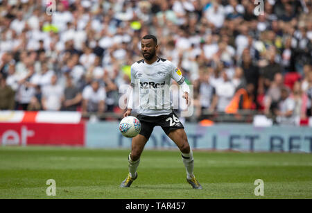 Londra, Regno Unito. 27 Maggio, 2019. Ashley Cole del Derby County durante il cielo Bet Play-Off campionato partita finale tra Aston Villa e Derby County allo Stadio di Wembley a Londra, Inghilterra il 27 maggio 2019. Foto di Andy Rowland. Credito: prime immagini multimediali/Alamy Live News Foto Stock