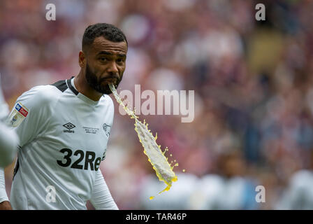 Londra, Regno Unito. 27 Maggio, 2019. Ashley Cole del Derby County durante il cielo Bet Play-Off campionato partita finale tra Aston Villa e Derby County allo Stadio di Wembley a Londra, Inghilterra il 27 maggio 2019. Foto di Andy Rowland. Credito: prime immagini multimediali/Alamy Live News Foto Stock