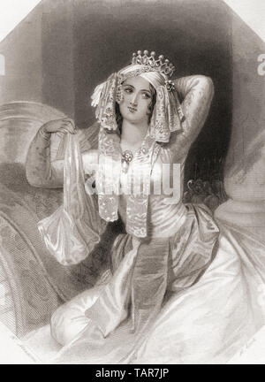 Cleopatra. Principal personaggio femminile di Shakespeare Antonio e Cleopatra. Dalla Galleria di Shakespeare, pubblicato c.1840. Foto Stock