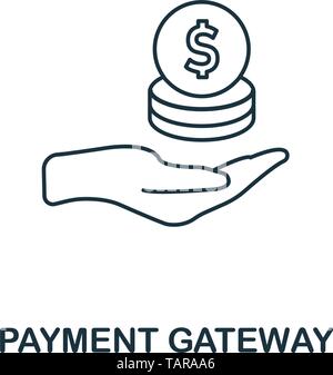 Stile del contorno dell'icona Payment Gateway. Design sottile della collezione di icone fintech. Icona di gateway di pagamento pixel Perfect per web design, app, software Illustrazione Vettoriale