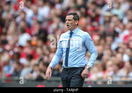 26 Maggio 2019 , lo stadio di Wembley a Londra, Inghilterra ; Sky scommessa League 1 finale di spareggio , Charlton Athletic vs Sunderland ; Jack Ross manager di Sunderland durante il gioco Credito: Mark Cosgrove/News immagini English Football League immagini sono soggette a licenza DataCo Foto Stock